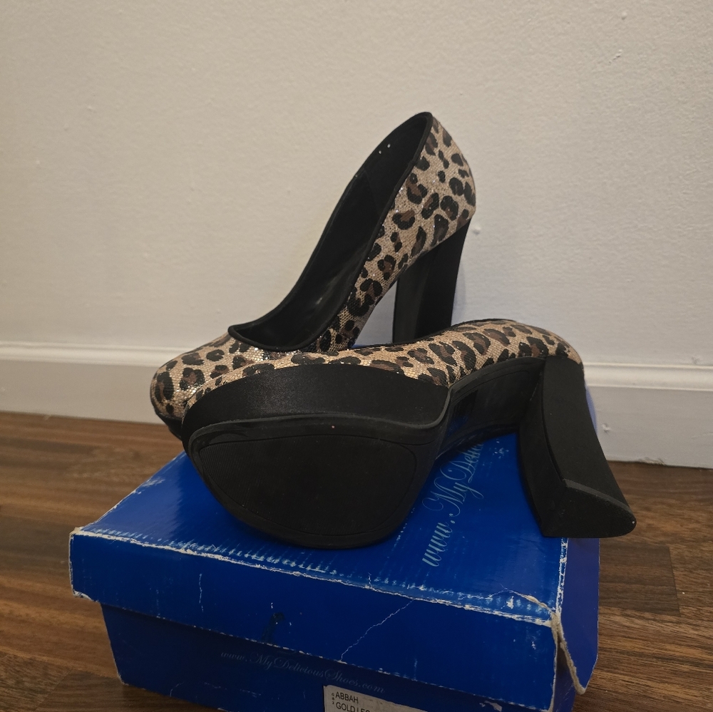 Sparkle Leopard Print Heels